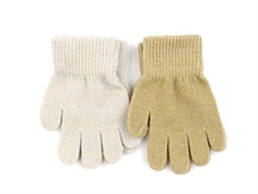 CeLaVi beige gold glitter wool/nylon mittens (2-pack)
